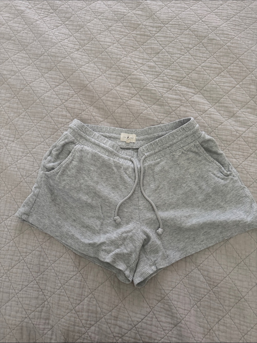 Lou & Grey Light Gray waffle Drawstring Athletic Shorts